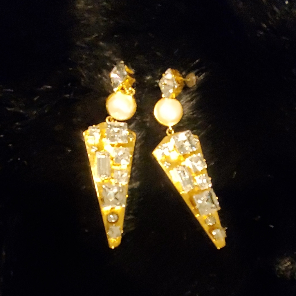 Gold and rhinestone earrings